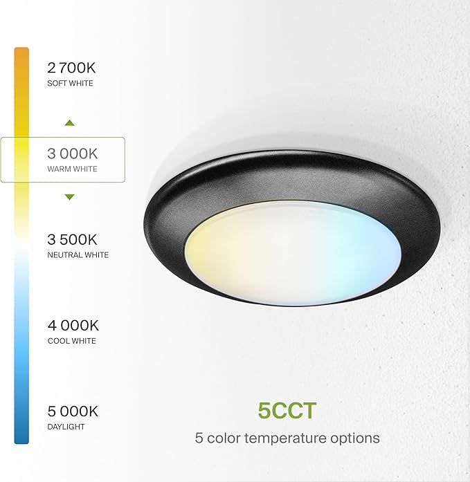 ASD 1 Pack LED Disk Lights 6 Inch, 15W 5CCT 2700K-5000K 1245LM CRI90+, Dimmable - Image 6
