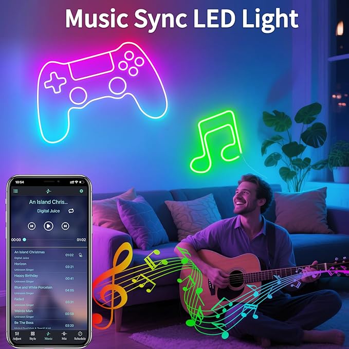 LED Neon Lights，6.6ft USB Powered LED Strip Lights，5V Music Sync Color Changing - Image 3