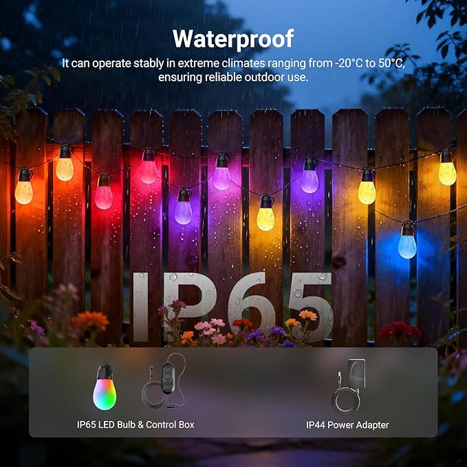 NEEWER 144ft Outdoor String Lights, App Control Smart AI RGBW Dimmable Patio - Image 6