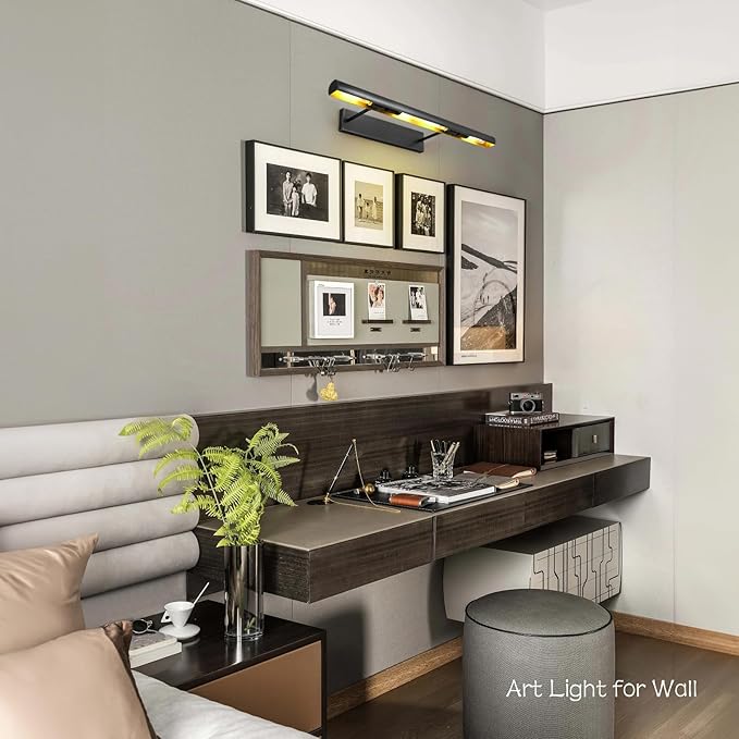 Matte Black Picture Lights for Wall, 3-Light Bronze Gallery Light, Warm White - Image 11