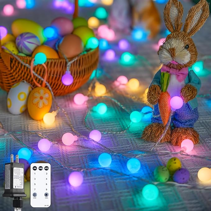 JMEXSUSS 100 LED Connectable Globe String Lights Indoor, 33ft Multicolor Fairy by JMEXSUSS