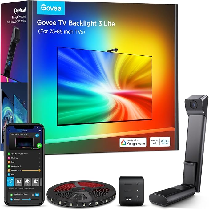Govee TV Backlight 3 Lite with Fish-Eye Correction Function Sync to 75-85 Inch by Govee
