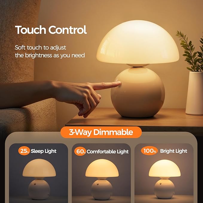 NIORSUN Wireless Mushroom Lamp, Table Lamp - Image 3