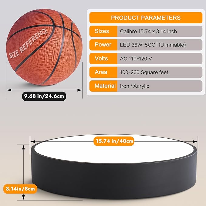 Modern Dimmable Round Black LED Large Flush Mount Ceiling Light Fixture - Image 5