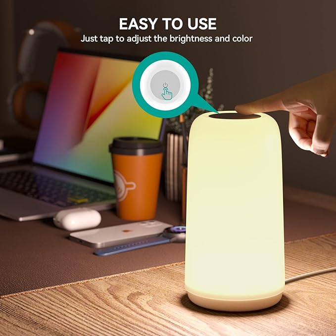 Touch Bedside Table Lamp, 3-Way Dimmable LED Lamp - Image 4