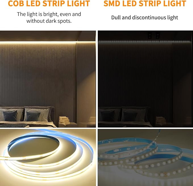 100FT COB LED Strip Lights DC 24V Dimmable 3000K Warm White Flexible LED Tape - Image 5