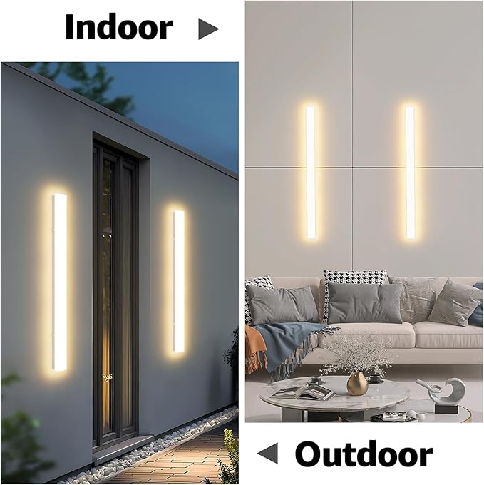 2 Pack 31.5inch Long Outdoor White Wall Lights 24W 3000K Modern Porch Lights - Image 3