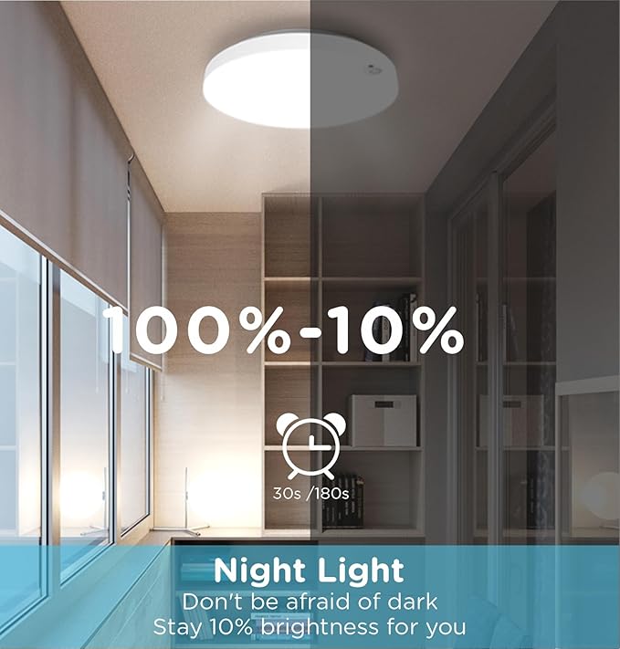 Motion Sensor Ceiling Light Hardwired, 9 Inch 18W Flush Mount Closet Light - Image 4