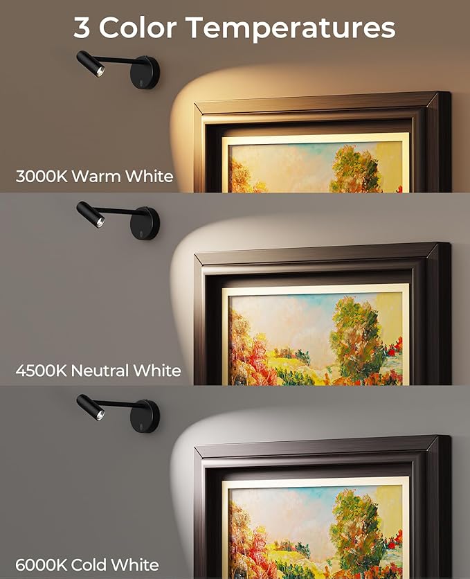 Picture Light for Wall, Battery Operated Art Light for Paintings CCT Dimmable - Image 5
