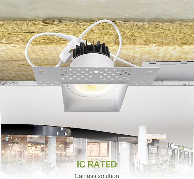 ASD Trimless 3 Inch LED Recessed Lighting, 12W 120V Commercial Square Downlight - Image 6