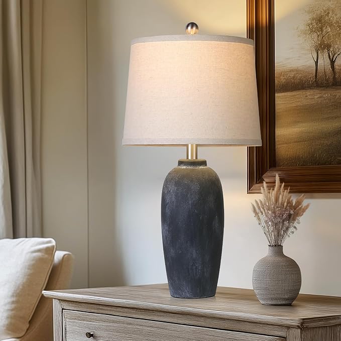 25“ Jar Table Lamps Set of 2, Ceramic Bedside Lamps - Image 2
