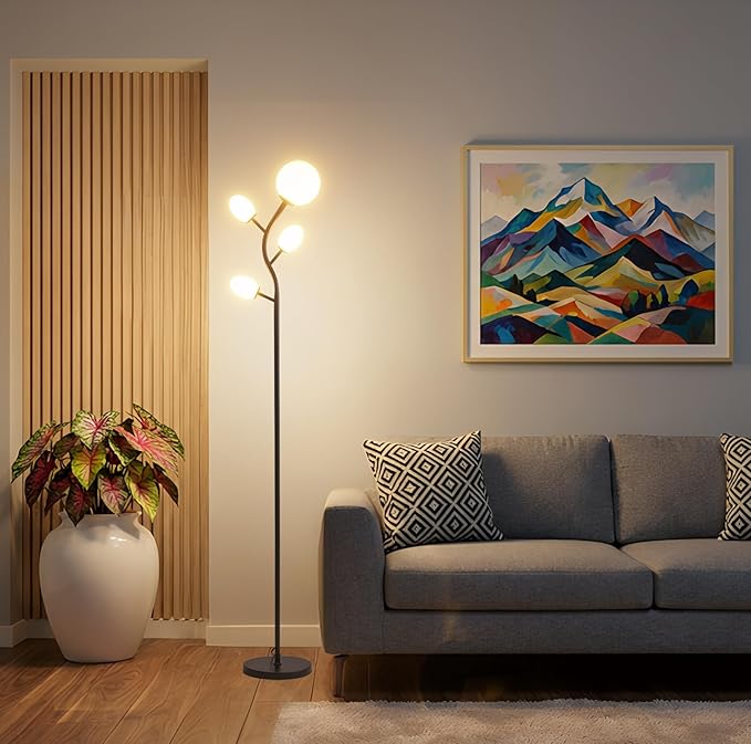 Fiqevs 4 Globe Floor Lamp with 2700K Warm Light LED Bulbs Included, Mid Century by Fiqevs