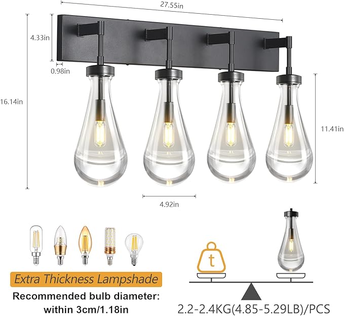 Raindrop Wall Sconces Black Crystal Sconces Wall Decor Modern Lighting Glass - Image 2