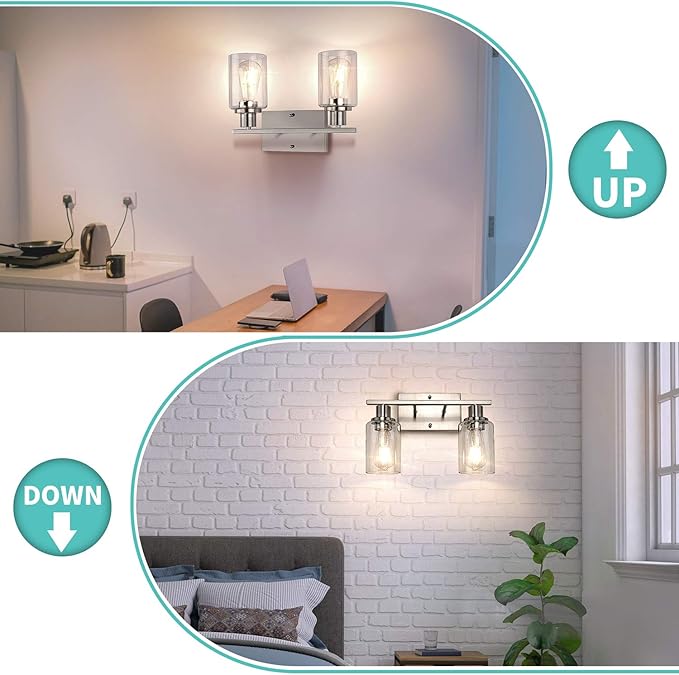 ShineTech 2-Light Bathroom Light Fixtures, Modern Vanity Lights - Image 6