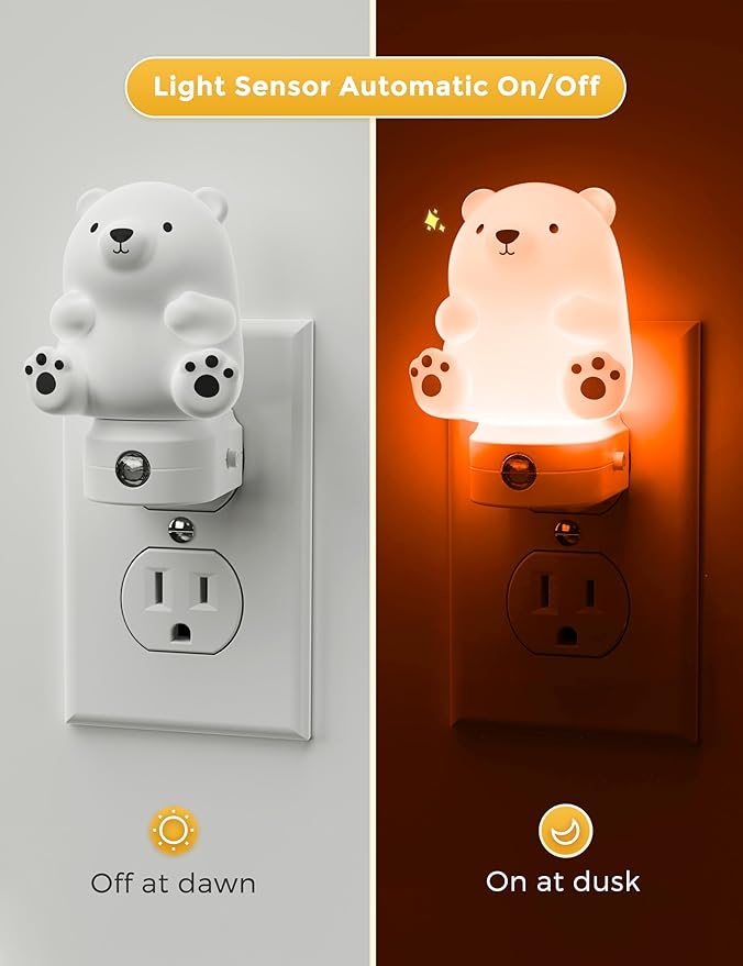 L LOHAS LED Night Light for Kids, 3D Cute Bear Night Light Plug in, Dusk to - Image 2