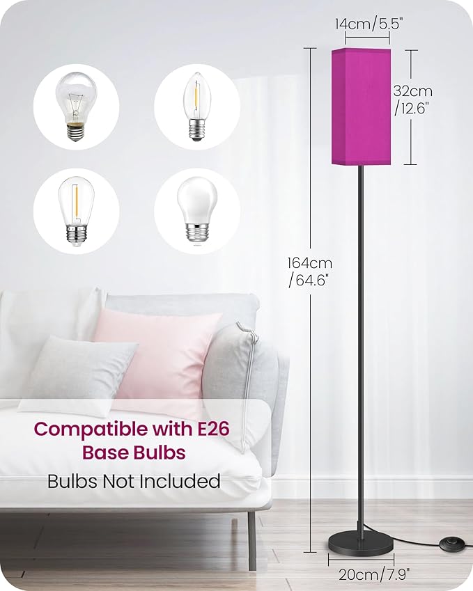 Floor Lamp, Pole Lamp with Foot Switch, Modern Standing Lampshade, Minimalist - Image 7