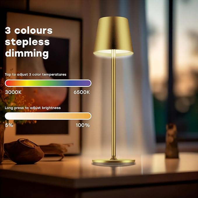 2 Pack Cordless Table Lamp, Portable LED Desk Lamp, 5200mAh Battery Operated - Image 8