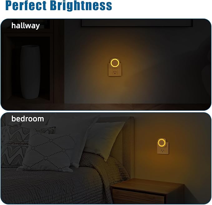 Amber Night Lights Plug into Wall, 4 Packs Dimmable Night Light - Image 6