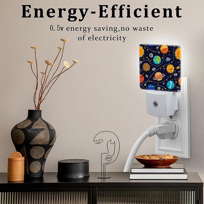 Cartoon Solar System Planets Night Light Plug into Wall, Space Stars Planets - Image 4