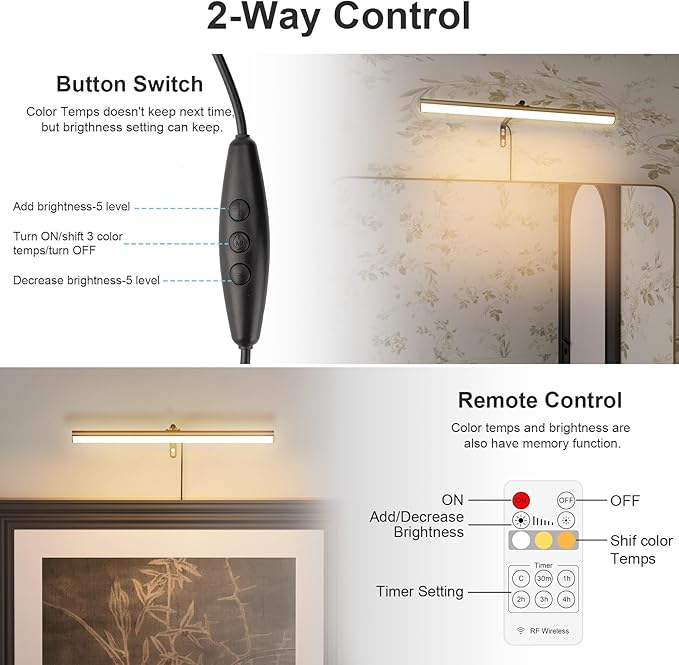 Black LED Picture Light Plug in, 15.75 Inches Art Light - Image 4