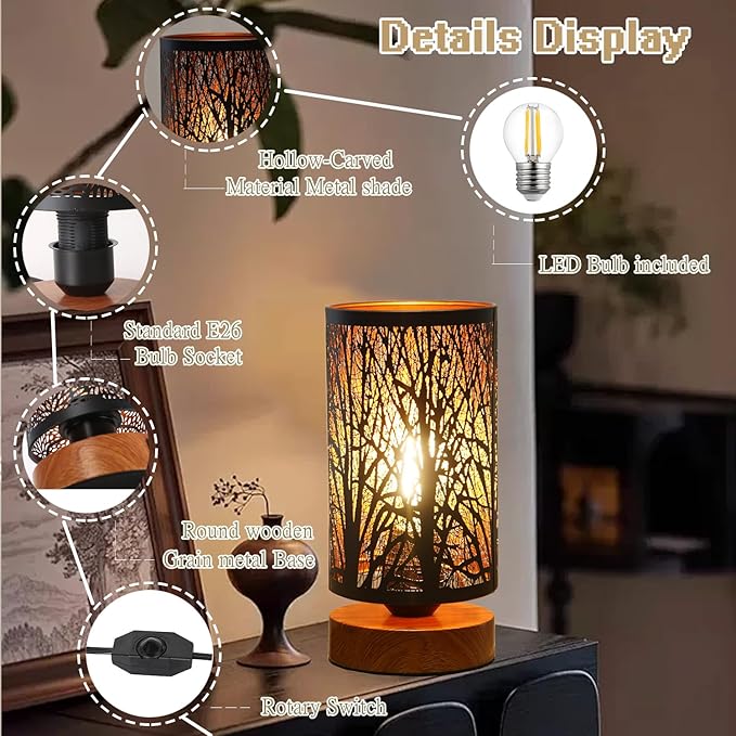 Small Industrial Table Lamps Dimmable, Bedside Lamps - Image 3