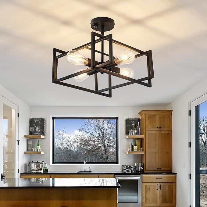 ZGLAOJT Motion Sensor Ceiling Light Fixture 4-Lights Semi Flush Mount Ceiling - Image 7