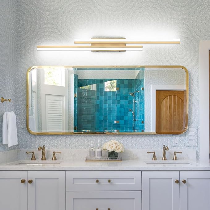 PRESDE 48 Inch LED Bathroom Light Fixtures Over Mirror Brushed Gold Vanity - Image 4