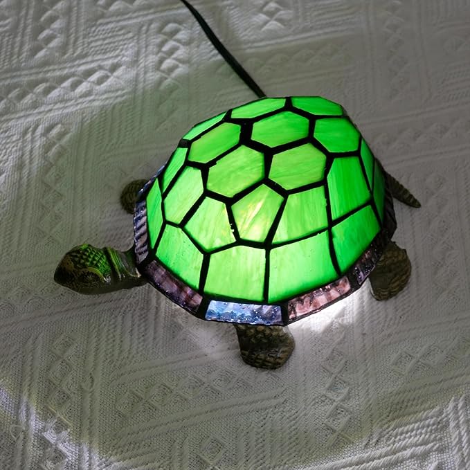Tiffany Style Turtle Table Lamp Green Stained Glass Lamp Kids Children Animal - Image 5