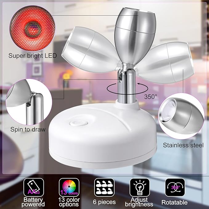 Tuanse 12 Pcs Battery Operated Spotlights Indoor LED Spot Display Lights - Image 4