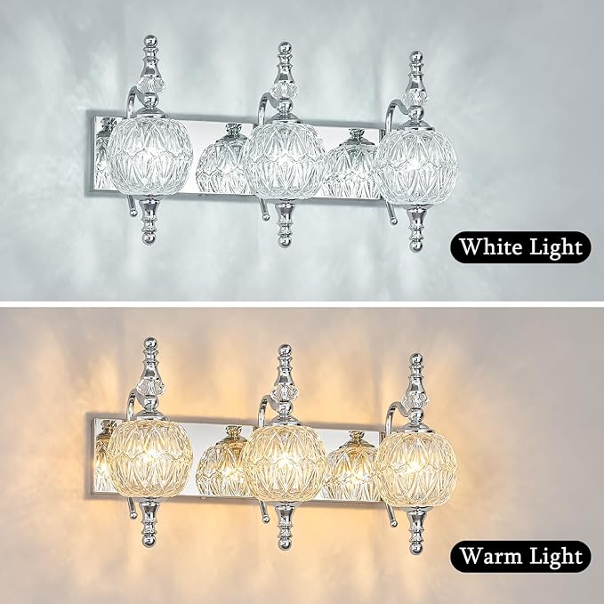 Modern Crystal Bathroom Vanity Lights Fixtures Over Mirror Chrome Vintage - Image 5
