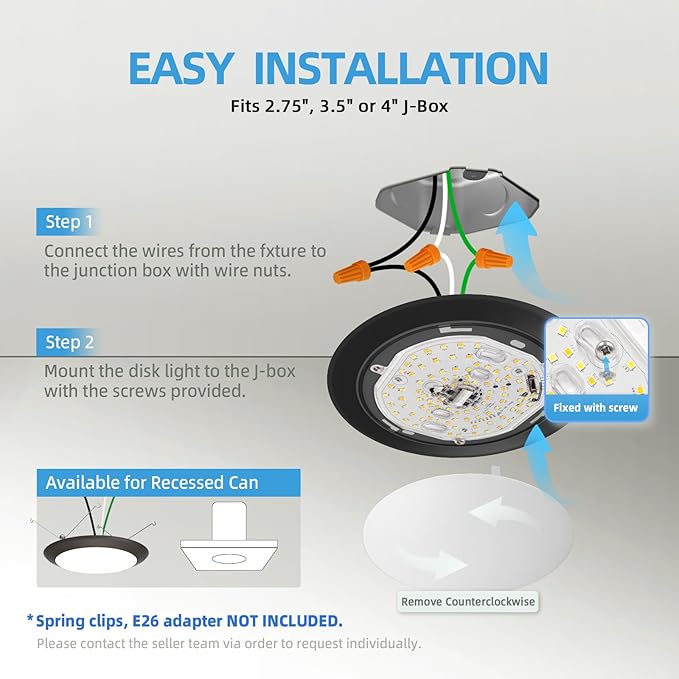 ECOELER 5/6 Inch Black LED Disk Lights, Dimmable Flush Mount Ceiling Disc Lights - Image 6