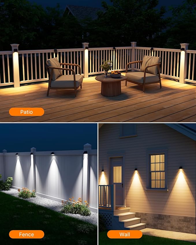 8 Pack Solar Powered Fence Lights Outdoor Wall Mount Decorative Waterproof Down - Image 7