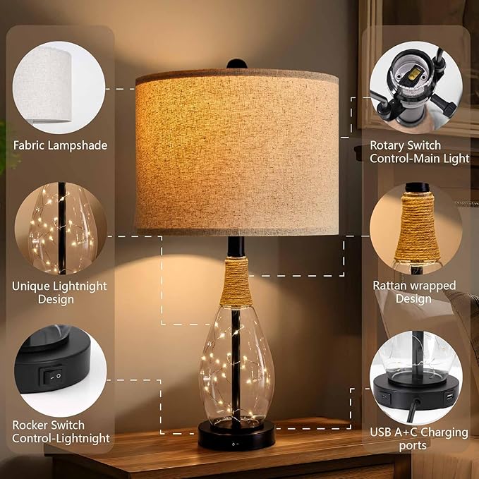 OYEARS 23" Farmhouse Table Lamps - Image 3