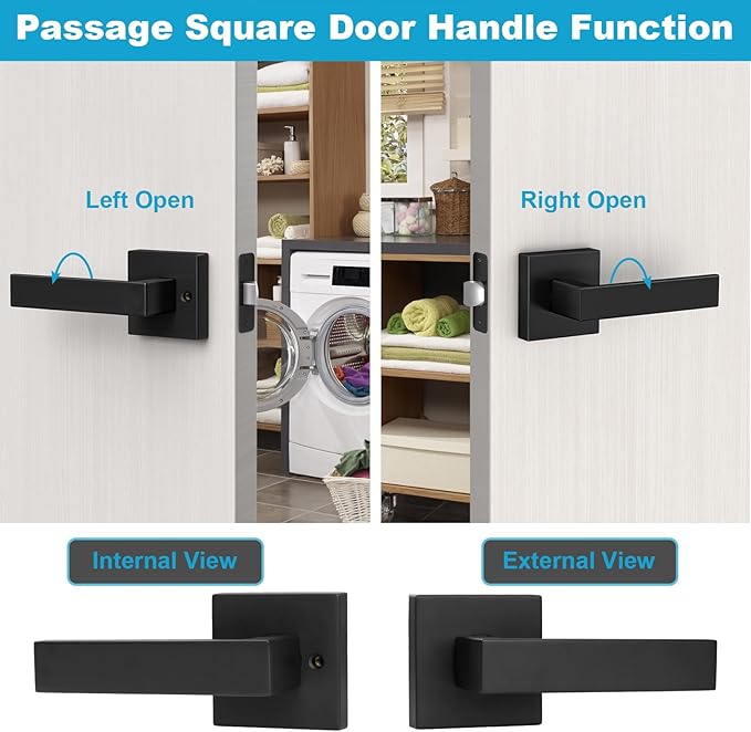 Estmoon 8 Pack Passage Door Handles Matte Black Door Levers, Interior Door - Image 7