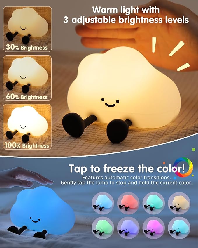 YISUN Cloud Night Light, Colorful Silicone Night Lights - Image 2