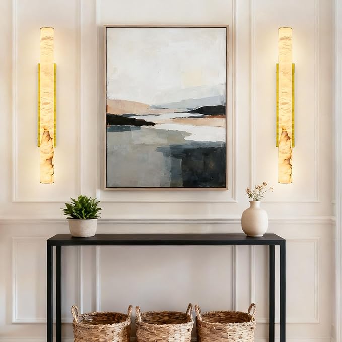 LMQNINE Natural Alabaster Wall Sconces Set of Two Spanish Marble Wall Light - Image 7