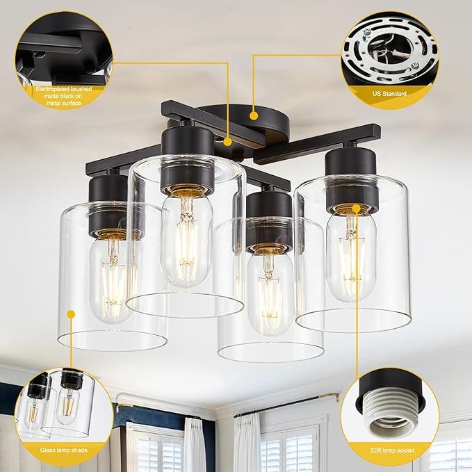 Kitchen Lighting Fixtures Ceiling, 4 Light Kitchen Light Fixtures Cieling Lights - Image 4