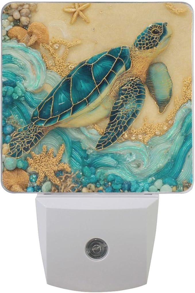 Sea Turtle Night Light Ocean Themed Plug in LED Nightlight Light Sensor Dusk to by Unknown