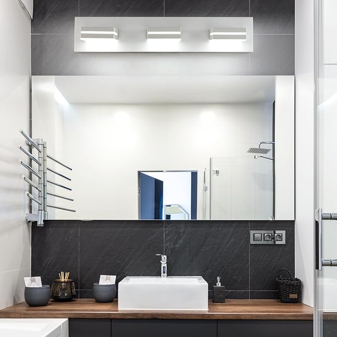 SineRise LED Modern Bathroom Vanity Light Fixtures, Matte White Modern Acrylic - Image 5