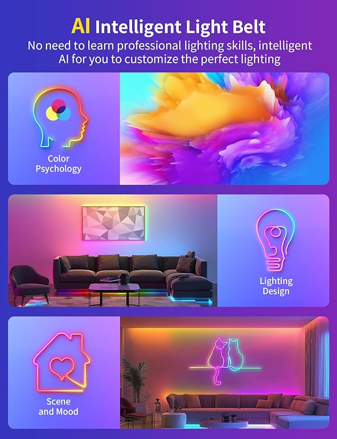 AI LED Neon Rope Light, RGBIC Neon Strip Light - Image 7