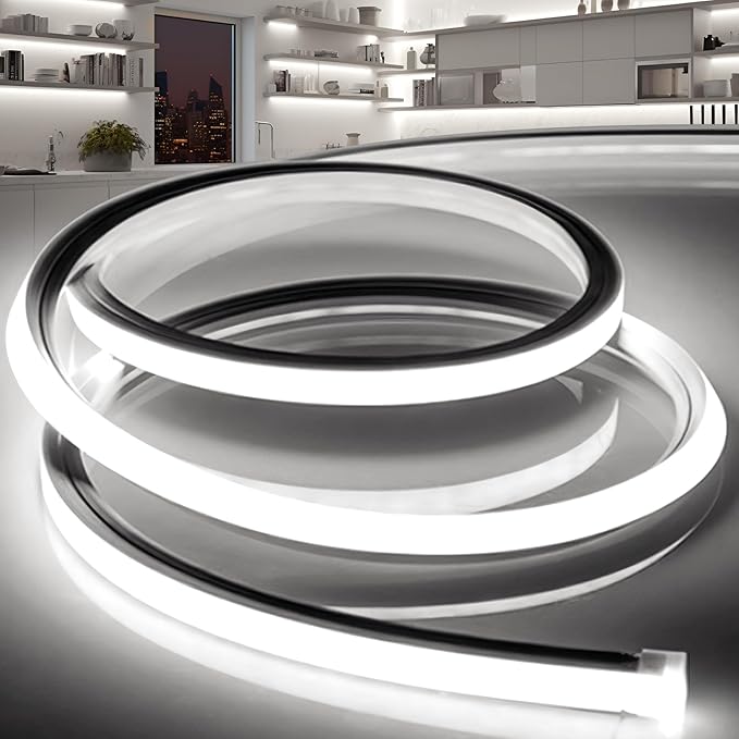 LED Strip Lights Daylight White 6000K, 32.8ft 110-120V Neon Rope Lights by VOEWT