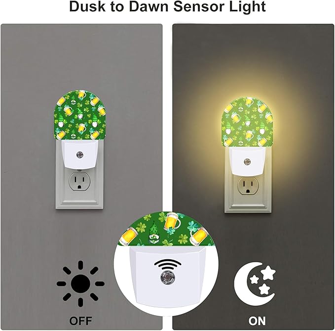 Saint Patrick Day Gnomes and Clovers Night Light Plug into Wall, Irish Shamrock - Image 3