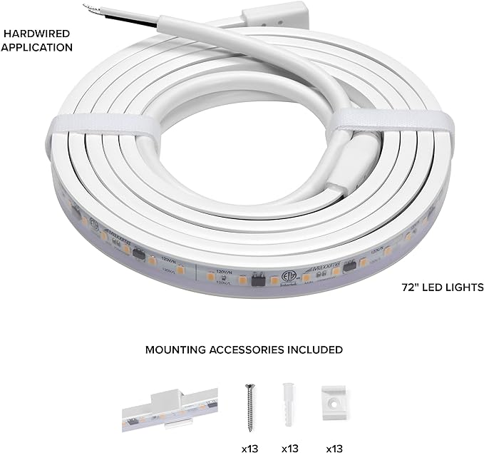 Maxxima 72 in. Hardwired LED Under Cabinet Strip Light, 2760 Lumens, 3000K Warm - Image 3