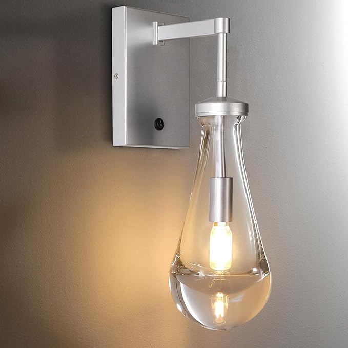HuisMier Nickel Wall Sconces, Modern Raindrop Wall Sconce by HuisMier