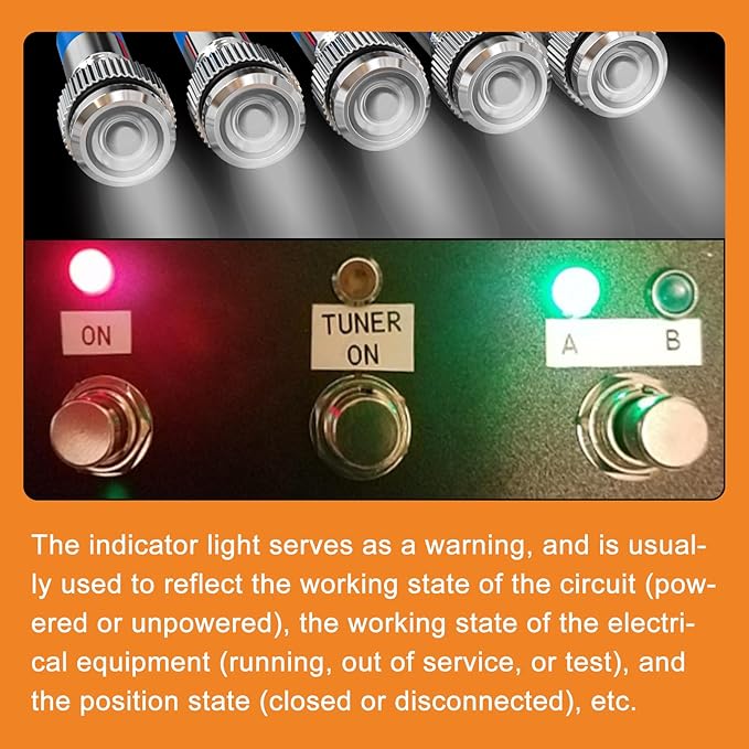 GASHER 5 PCS Energy Saving Indicator Light, LED Light 12V/24V/110V 20mA Panel - Image 6