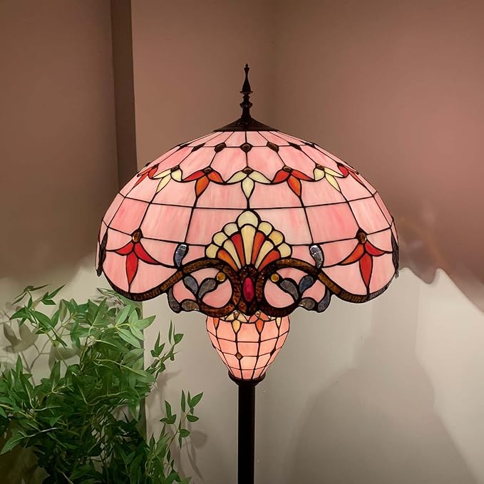 Bieye L10897 Baroque Tiffany Style Stained Glass Double Lit Floor Lamp - Image 3