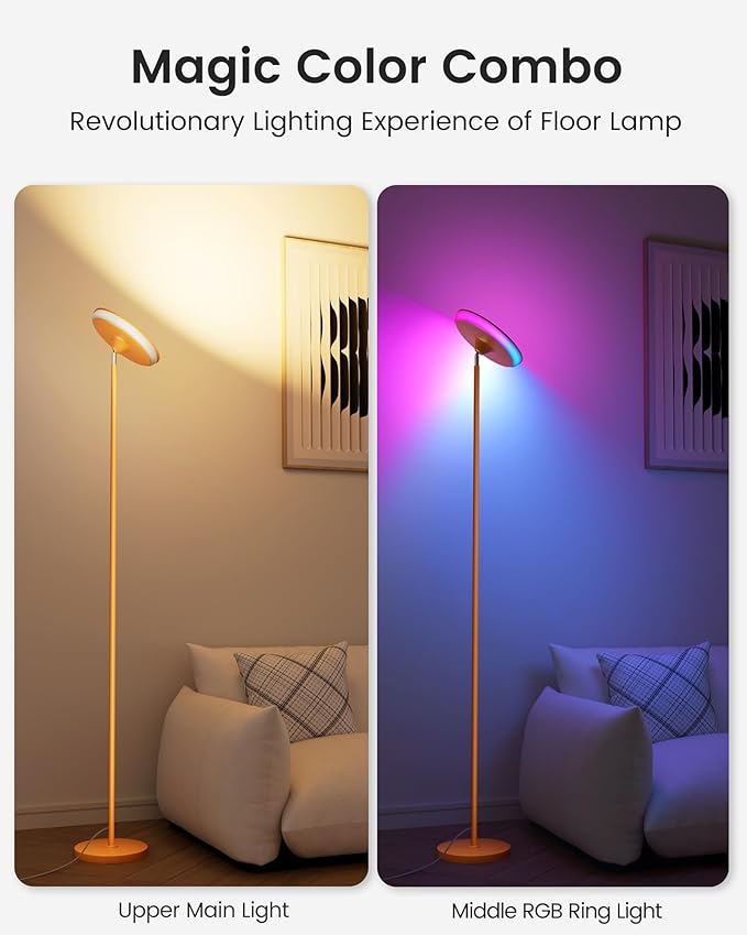 UFO Floor Lamp 71in, Upgraded 42W 3700LM LED Torchiere Floor Lamps - Image 2