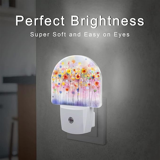Abstract Watercolor Flowers Night Light Plug into Wall, Blooming Cherry Tree - Image 2