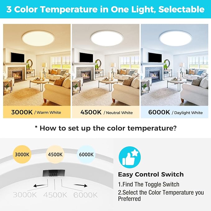 libtit 20 Inch LED Ceiling Light, 4200LM 35W Large & Bright Flush Mount - Image 2