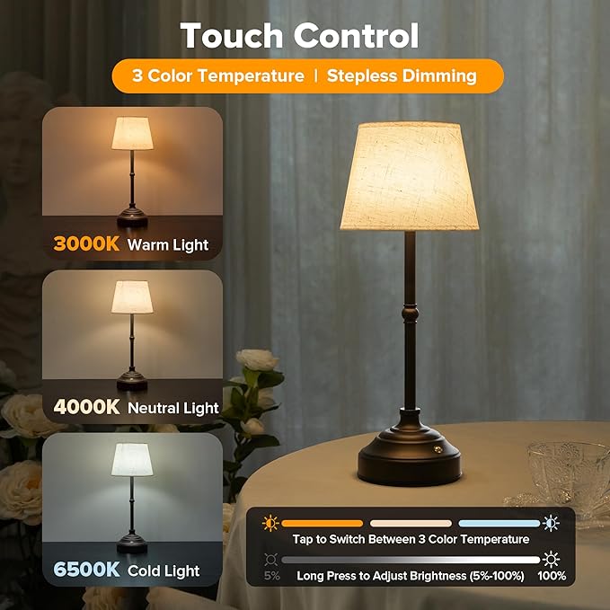 Cordless Table Lamp, Rechargeable Desk Lamp - Image 3